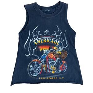 Vintage Americade Motorcycle Cutoff Tank Top Americana Small Biker